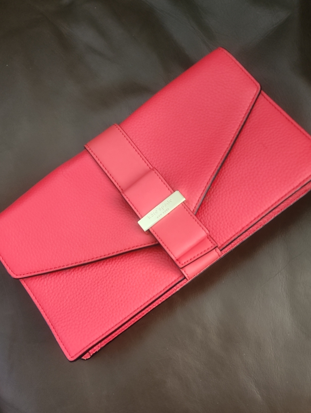 Kate Spade Pebbled  Clutch In Geranium- Fantastic Condition